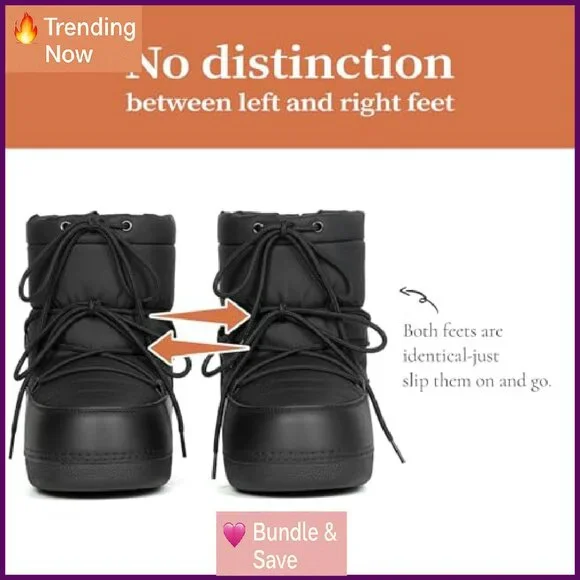 Winter Snow Boots Anti-Slip Ankle Booties Warm Lined Lace-Up Outdoor Shoes